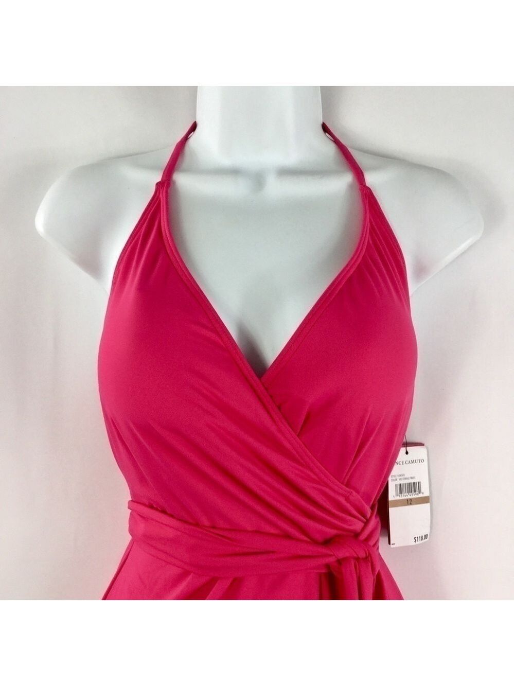 VINCE Camuto V-Neck Halter Wrap Tie One Piece Swimsuit Size 12 NWT - Picture 5 of 13